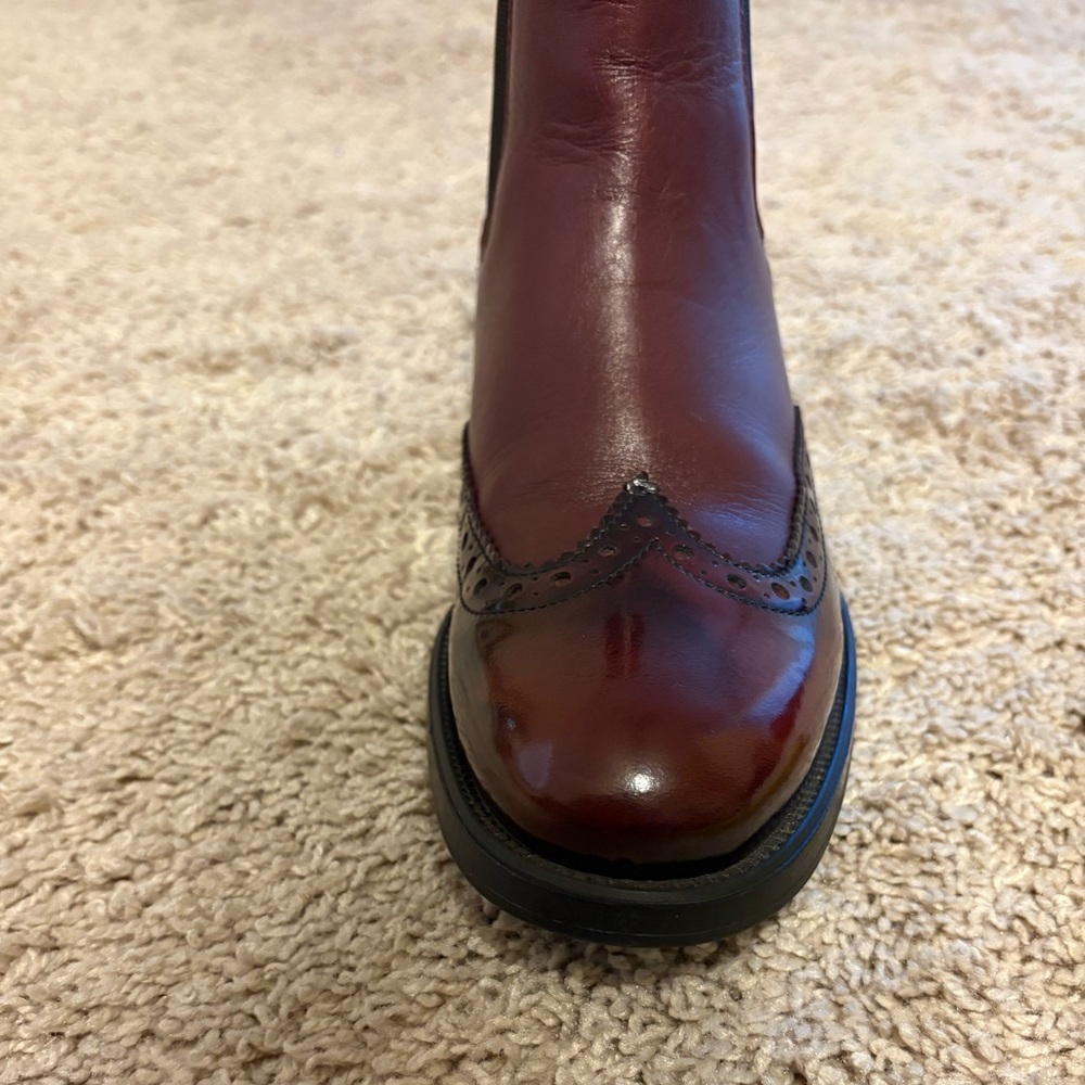 Boemos Burgundy Wingtip Chelsea Boots | Made in Italy | Women’s Size 9 / EU 39 - Picture 13 of 15